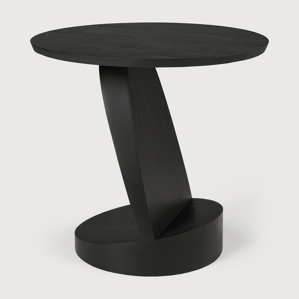 Teak Oblic Black Side Table